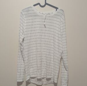 Lululemon Athletica White and Black Striped Top